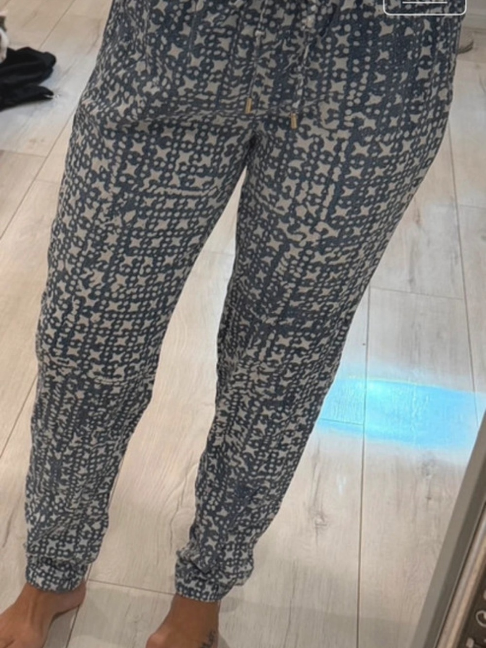 Michael Kors Blue and Cream Printed Drawstring Joggers